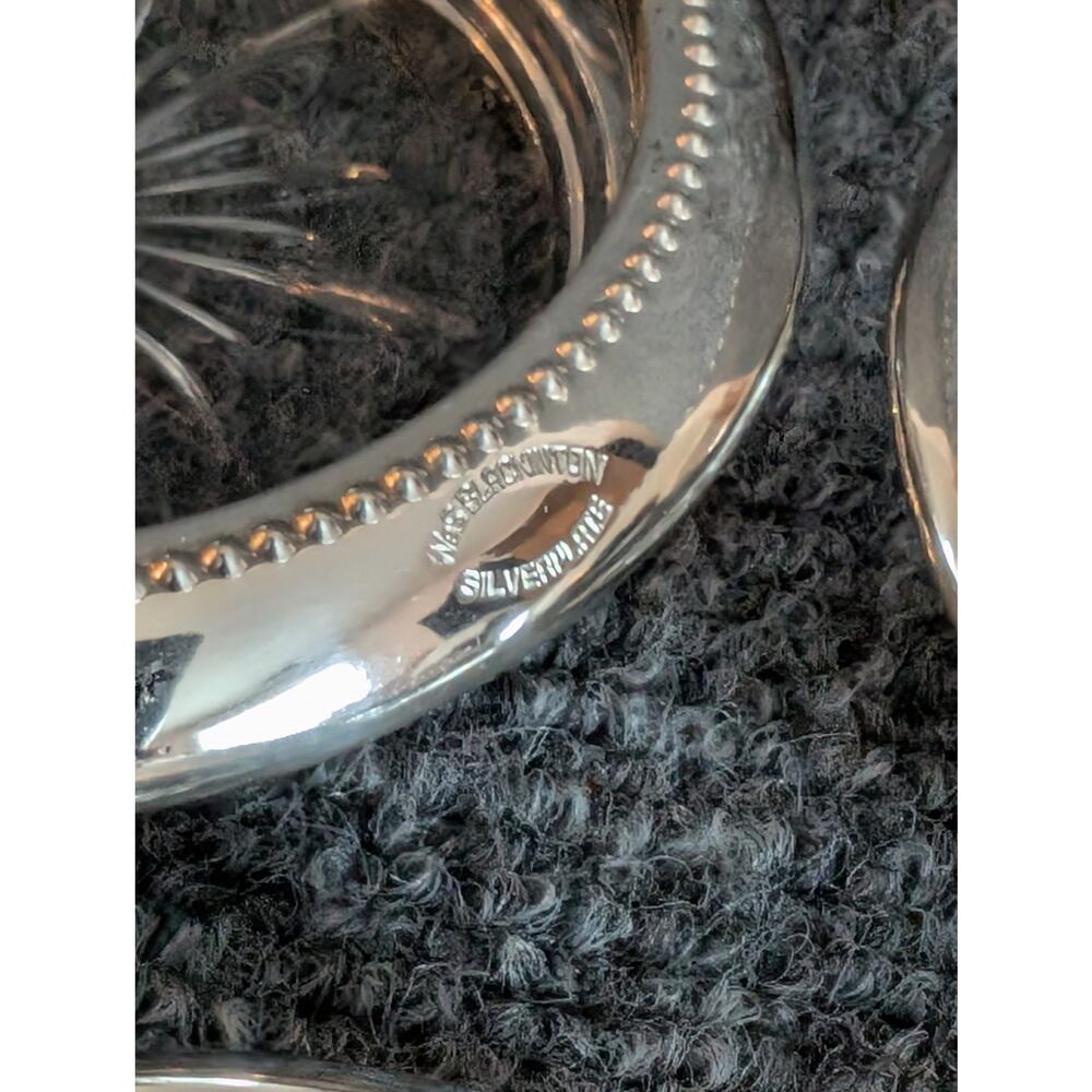 Vintage Regency Style Crystal Silverplate Coasters Set of 7 By WeS Blankinton - Picture 8 of 10